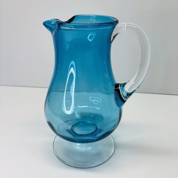 Vintage Blue Crystal Pitcher ~ Hand-Crafted ~ Poland - Picture 5 of 14